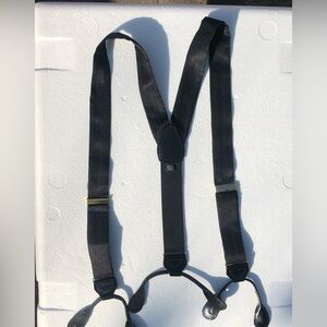 Black Men’s Adjustable Silk Suspenders/ Braces with Gold Hardware Imported